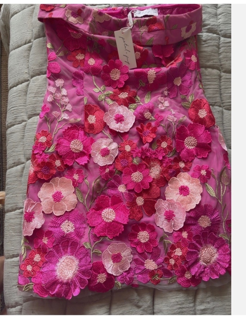 Petal & Pup Pink Floral Embroidered Mesh Dress Size Large NWT